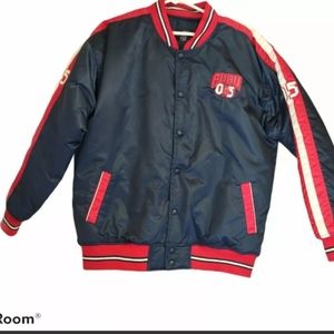 FUBU The Collection XL Basketball Varsity Puffer Down Jacket Button Down Vintage